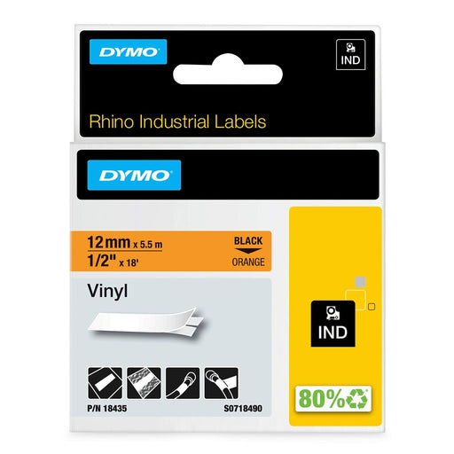 Nastro Laminato per Etichettatrici Dymo 18435 Arancione/Nero