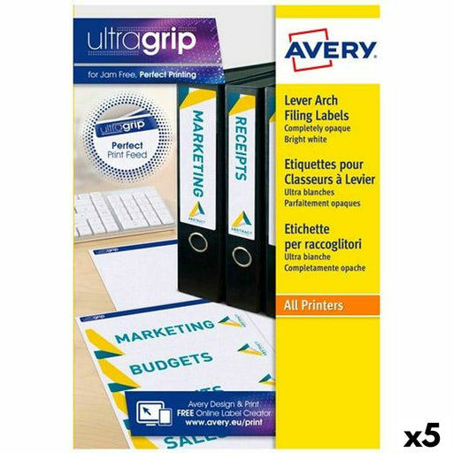 Etichette per Stampante Avery L4761 Bianco 25 Fogli 192 x 61 mm (5 Unità)