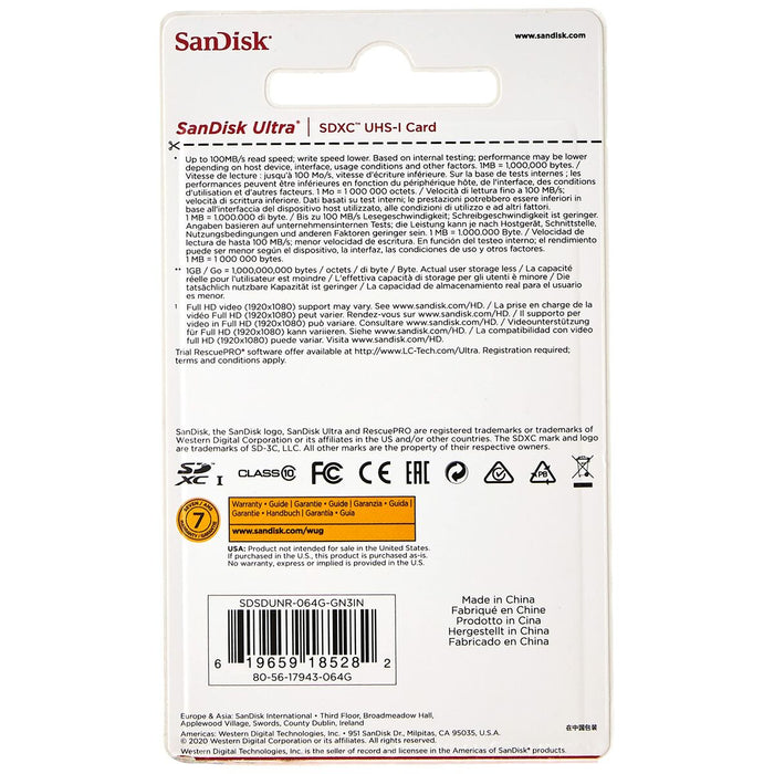 Scheda Di Memoria SDXC SanDisk Ultra 64 GB