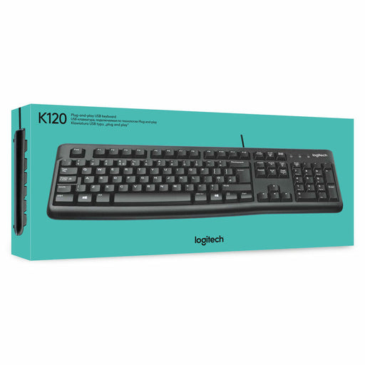 Tastiera Logitech Keyboard K120 for Business Nero Bianco Inglese