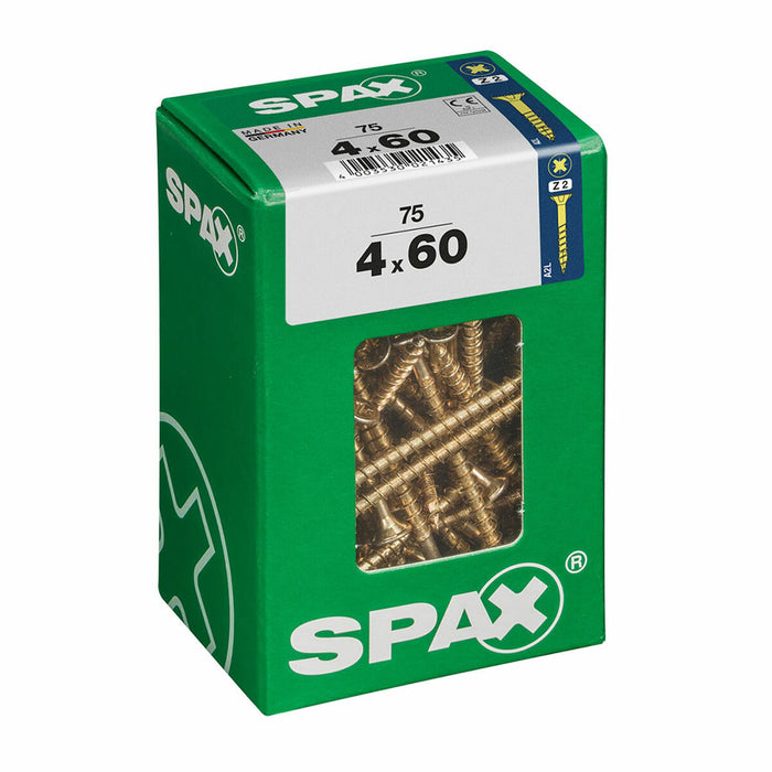 Caixa de parafusos SPAX Parafuso para madeira Cabeça chata (4 x 60 mm) (4,0 x 60 mm)