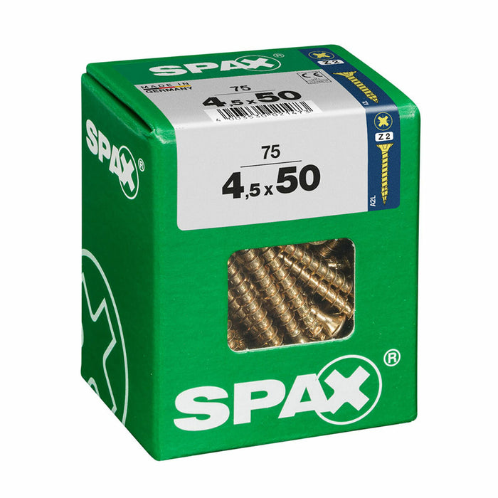 Caixa de parafusos SPAX Parafuso para madeira Cabeça chata (4,5 x 50 mm)