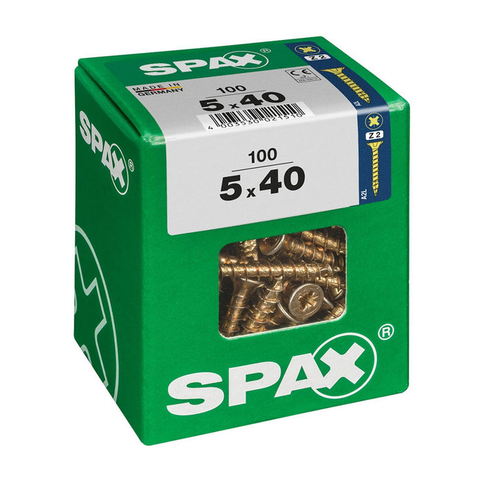Scatola a viti SPAX Yellox Legno Testa piatta 100 Pezzi (5 x 40 mm)