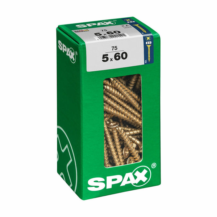 Caixa de parafusos SPAX Parafuso para madeira Cabeça chata (5 x 60 mm) (5,0 x 60 mm)