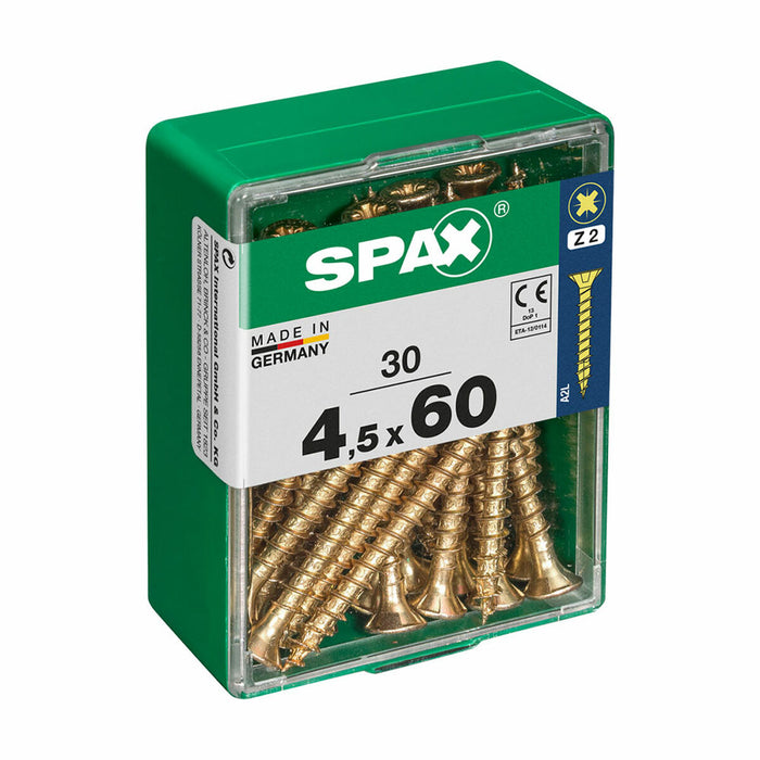 Caixa de parafusos SPAX Parafuso para madeira Cabeça chata (4,5 x 60 mm)