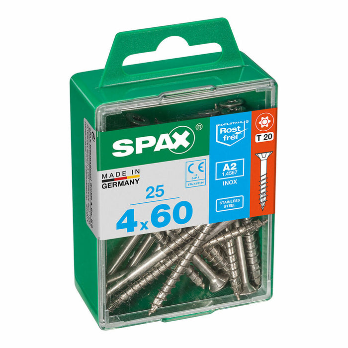 Caixa de parafusos SPAX 4197000400602 Parafuso para madeira Cabeça chata (4 x 60 mm) (4,0 x 60 mm)