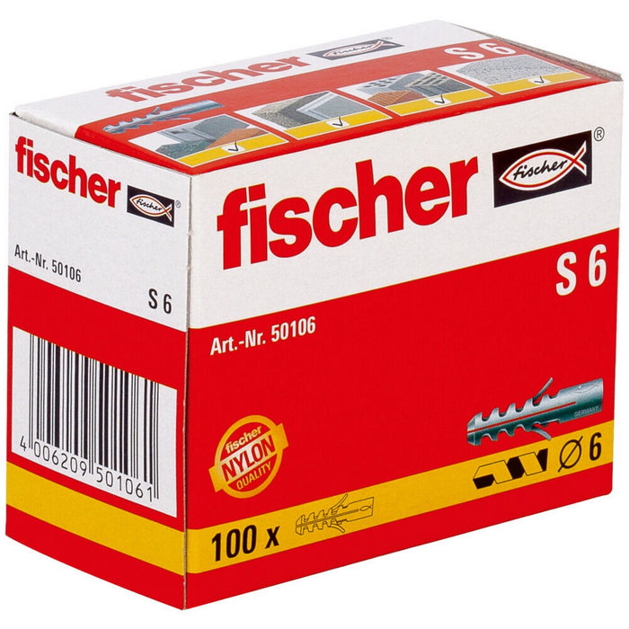 Fischer S6 50106 Calas Expansión 100 Piezas 6 x 40 mm