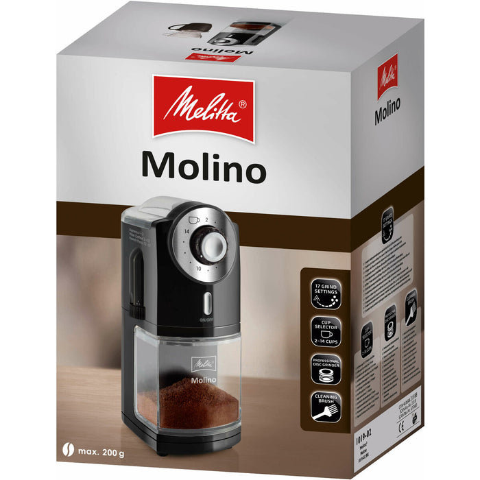 Moedor de Café Melitta 1019-02 200 g Plástico Preto 1000 W 100 W