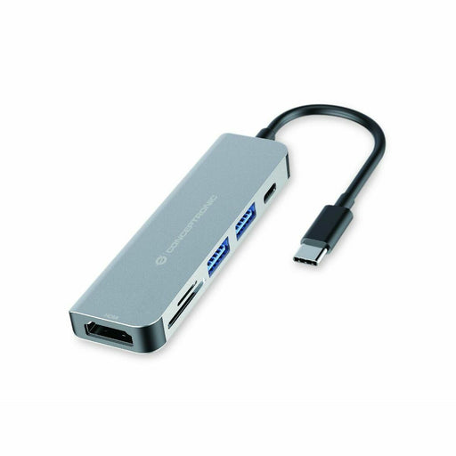 Hub USB Conceptronic 6 in 1 Grigio Alluminio