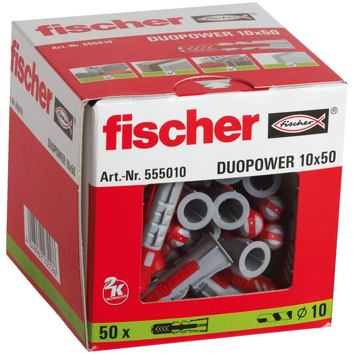 Fischer Duopower 555010 50 peças 10 x 50 mm pregos