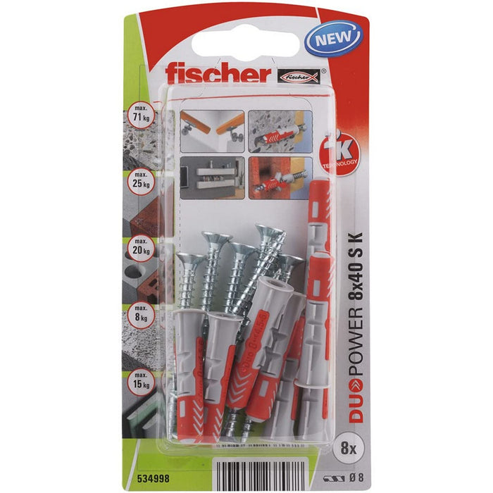 Tuercas y tornillos Fischer Duopower 534998 8 x 40 mm 8 Piezas Nylon 1 Piezas
