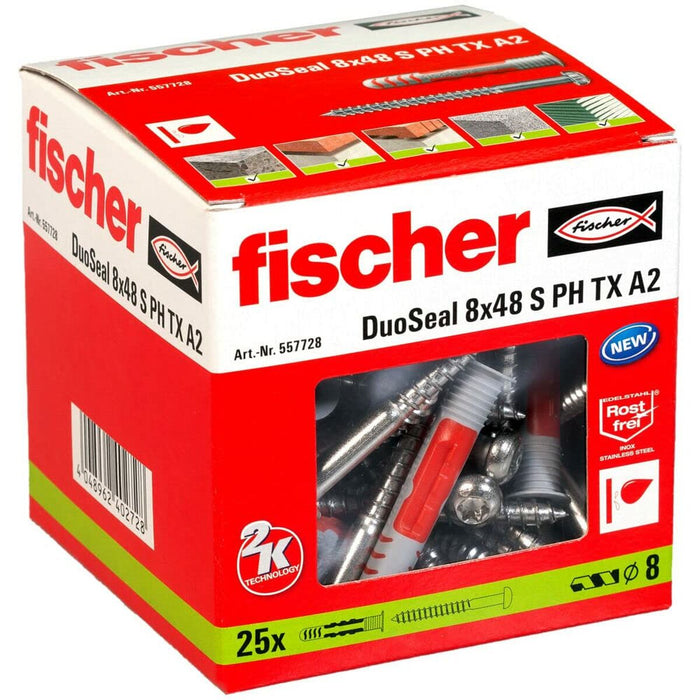 Fischer DuoSeal 557728 S A2 Tuercas y tornillos Impermeable Ø 8 x 48 mm