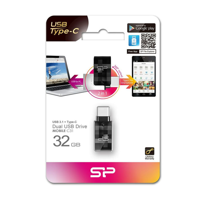 Memoria USB Silicon Power Mobile C31 Nero/Argentato 32 GB