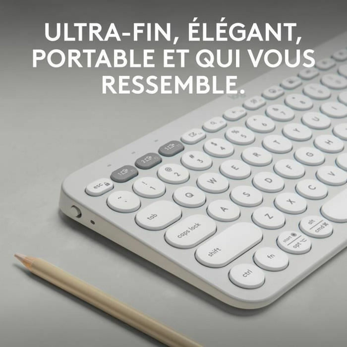 Tastiera Bluetooth con Supporto per Tablet Logitech K380 Francese Bianco AZERTY