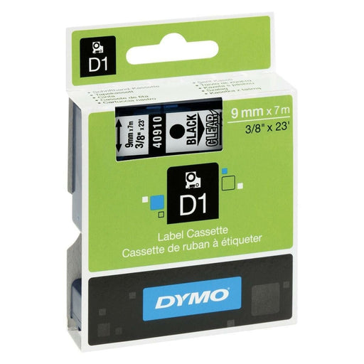 Nastro Laminato per Etichettatrici Dymo D1 40910 9 mm LabelManager™ Trasparente Nero (5 Unità)