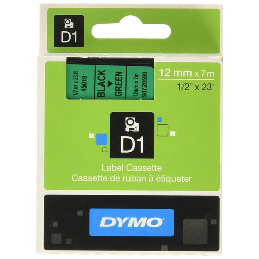 Nastro Laminato per Etichettatrici Dymo D1 45019 12 mm LabelManager™ Verde Nero (5 Unità)