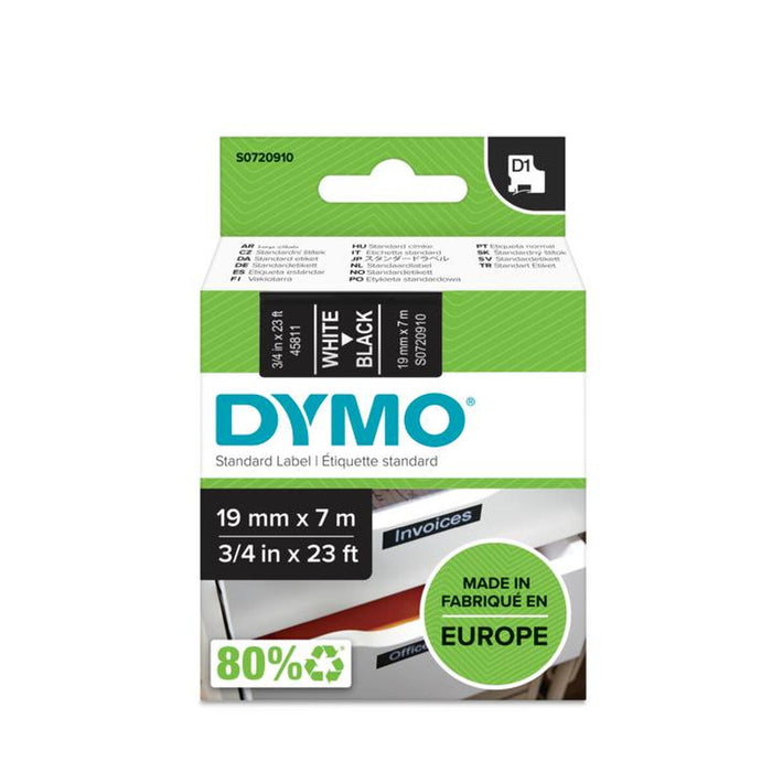 Nastro Laminato per Etichettatrici Dymo D1 45811 LabelManager™ Bianco Nero (5 Unità)