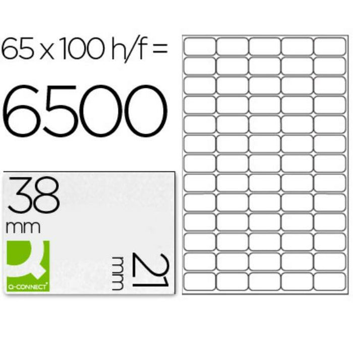 Etichette adesive Q-Connect KF01581 Bianco 100 fogli 38 x 21 mm 65 Etichette