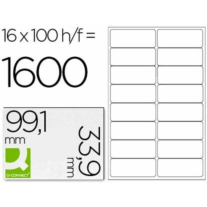 Etichette adesive Q-Connect KF01584 Bianco 100 fogli 99,1 x 33,9 mm