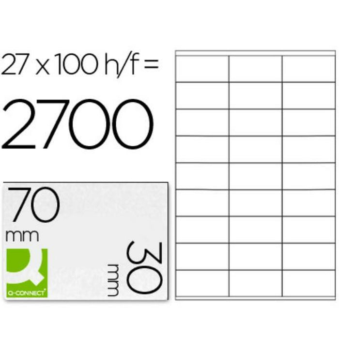 Etichette adesive Q-Connect KF10642 Bianco 100 fogli 70 x 30 mm