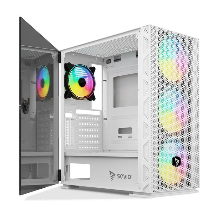 Case computer desktop ATX Savio RAPTOR WHITE X1 Nero Multicolore