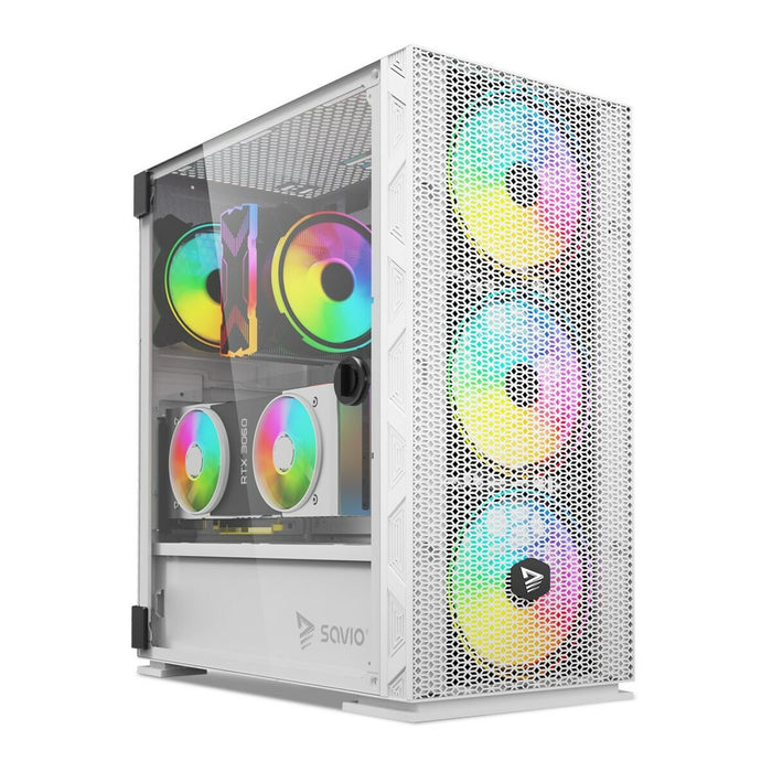 Case computer desktop ATX Savio RAPTOR WHITE X1 Nero Multicolore