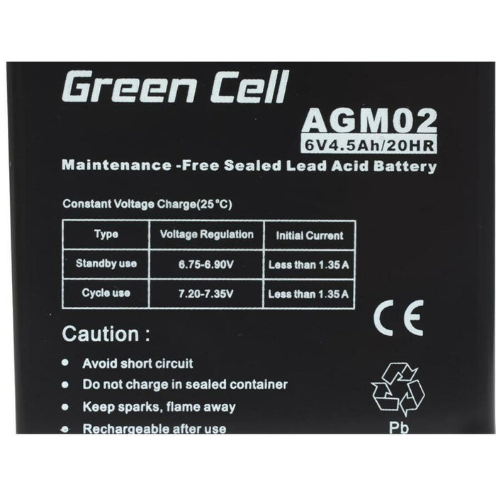 Batteria per Gruppo di Continuità UPS Green Cell AGM02 4,5 AH 6 V