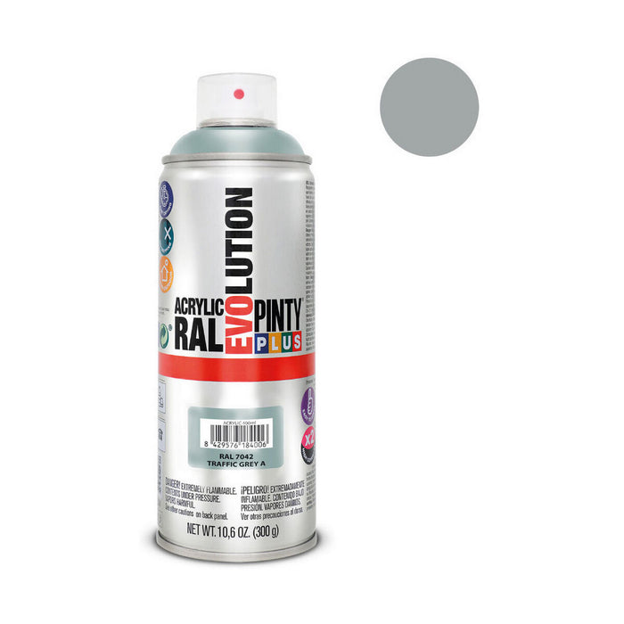 Tinta spray Pintyplus Evolution RAL 7042 400ml cinza trânsito