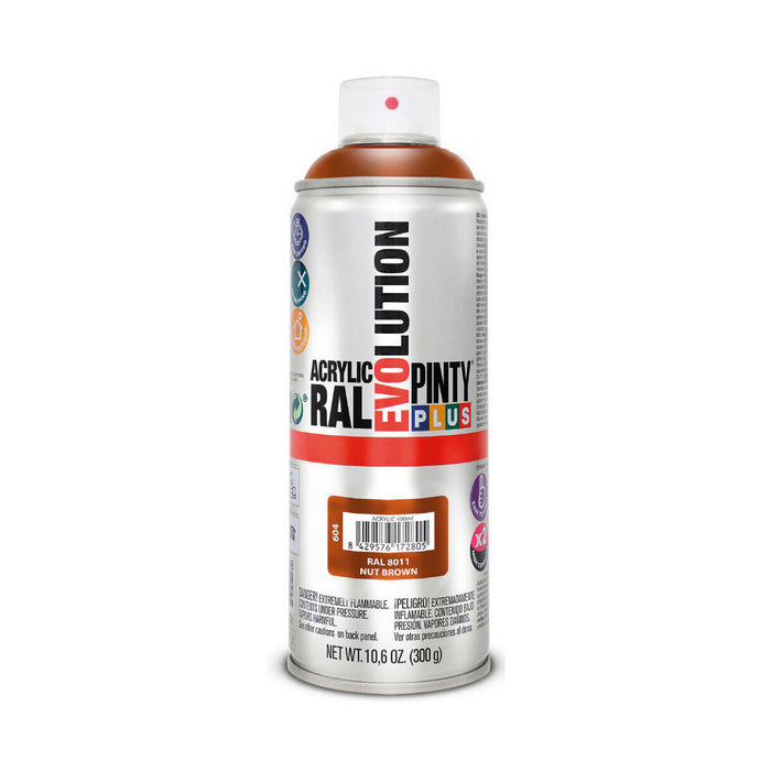Tinta spray Pintyplus Evolution RAL 8011 400 ml Castanho Noz