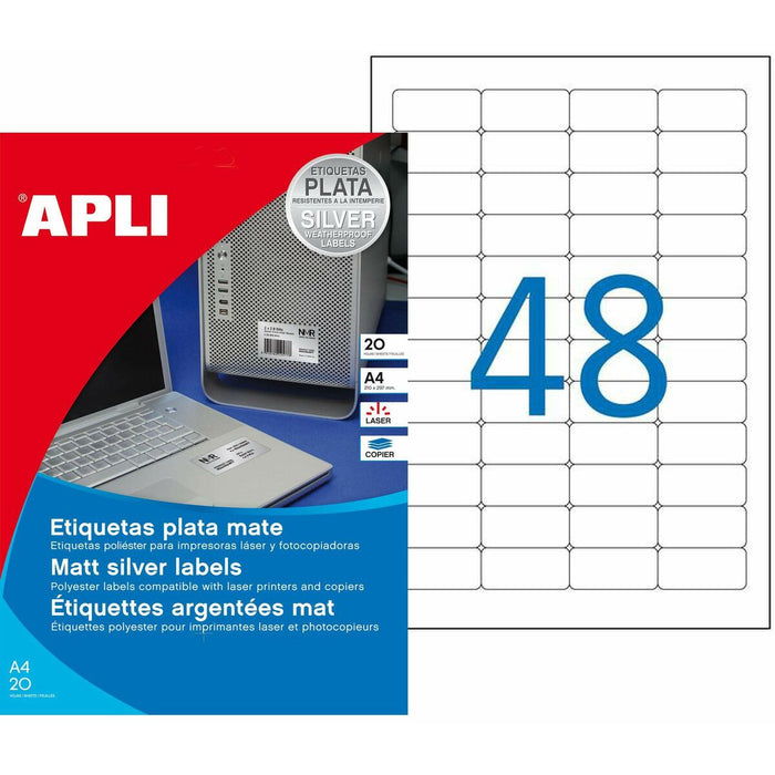 Etichette adesive Apli Metallizzato Argentato 45,7 x 21,2 mm