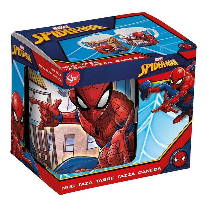 Tazza Mug Spider-Man Great power Azzurro Rosso Ceramica 350 ml
