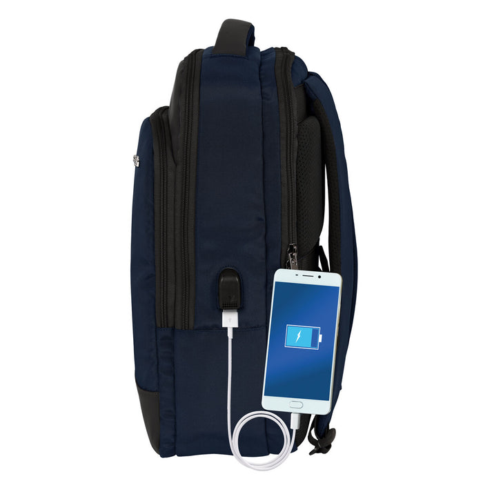 Zaino per PC Portatile e Tablet con Uscita USB Safta Business Blu scuro (29 x 44 x 15 cm)