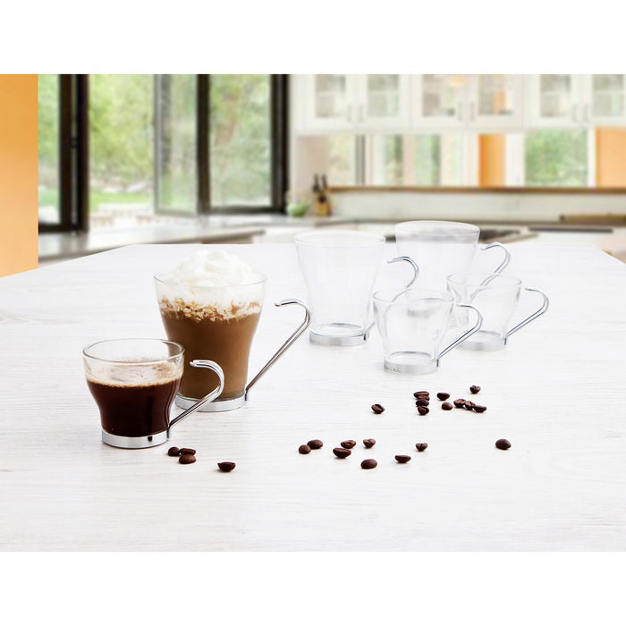 Set di Tazze da Caffè Quid Supreme Trasparente Vetro Acciaio 250 ml 3 Pezzi