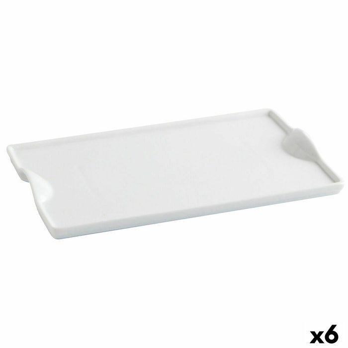 Tabuleiro de Aperitivos Quid Gastro Fun Ceramic Branco (25,5 x 15,5 cm) (Pack 6x)