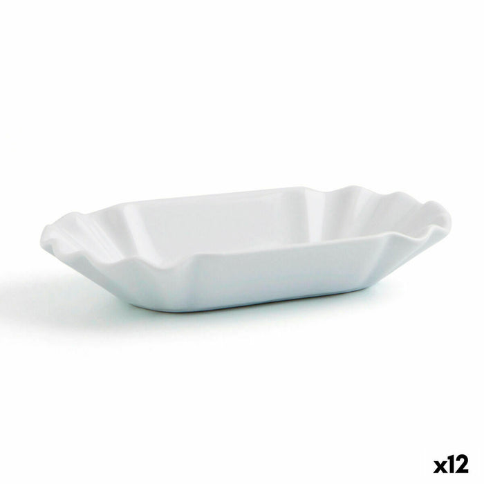 Bandeja de Aperitivos Quid Gastro Fun Cerâmica Branca 20,5 x 11 x 3,5 cm (12 Unidades) (Pack 12x)