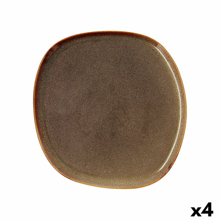 Prato Bidasoa Ikonic Cerâmica Castanho 26,5 x 25,7 x 1,5 cm (4 Unidades) (Pack 4x)