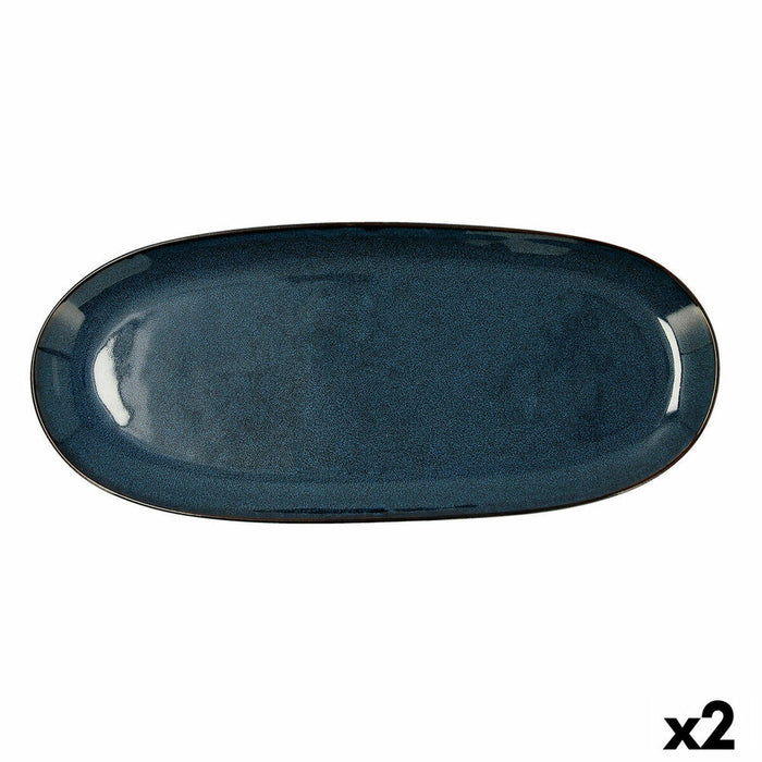 Teglia da Cucina Bidasoa Ikonic Ceramica Azzurro (36 x 16 cm) (Pack 2x)