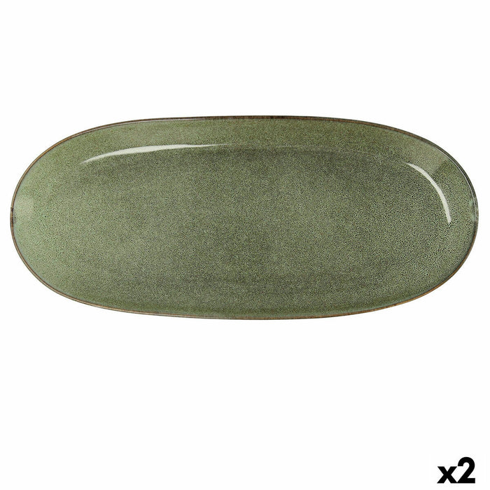 Teglia da Cucina Bidasoa Ikonic Verde Ceramica 36 x 16 cm (Pack 2x)