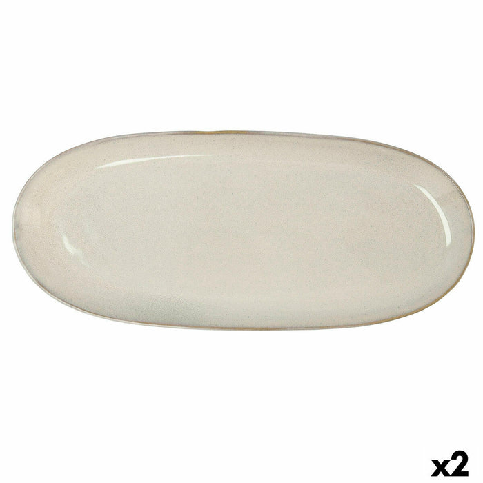 Teglia da Cucina Bidasoa Ikonic Bianco Ceramica 36 x 16 cm (Pack 2x)