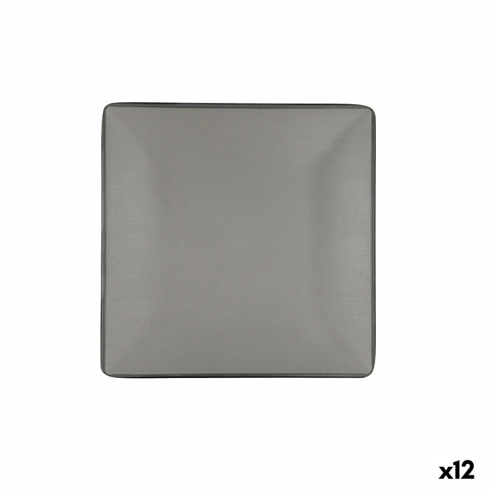 Prato Plástico Bidasoa Gio Cinzento 21,5 x 21,5 cm (12 Uds)