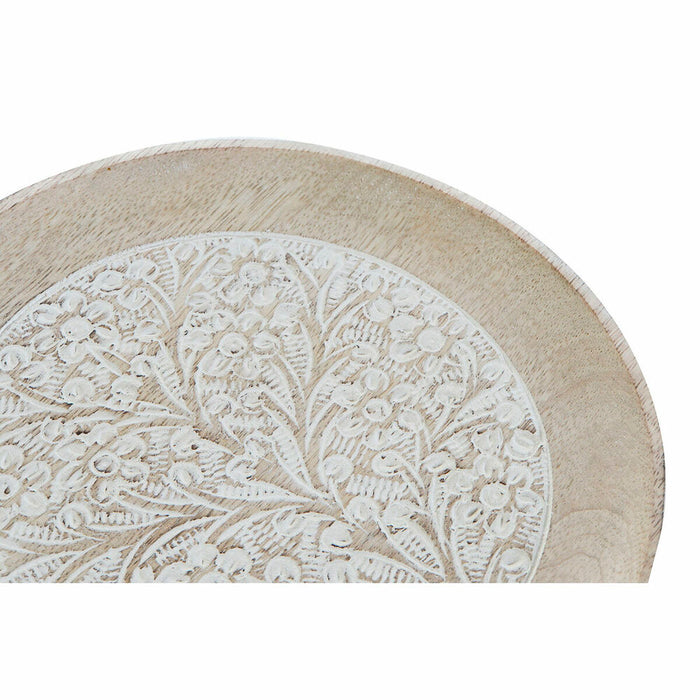 Svuotatasche DKD Home Decor Bianco Marrone Legno di mango Naturale Foglia della pianta Indiano 20,5 x 20,5 x 2,5 cm (12 Unità)
