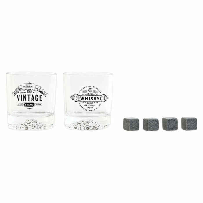 Set di Bicchieri DKD Home Decor Trasparente Grigio scuro Cristallo Pietra Plastica 6 Pezzi 320 ml