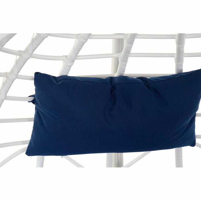Cadeira de jardim suspensa DKD Home Decor Azul marinho Branco Alumínio Rattan sintético 90 x 70 x 110 cm (107 x 107 x 198 cm)