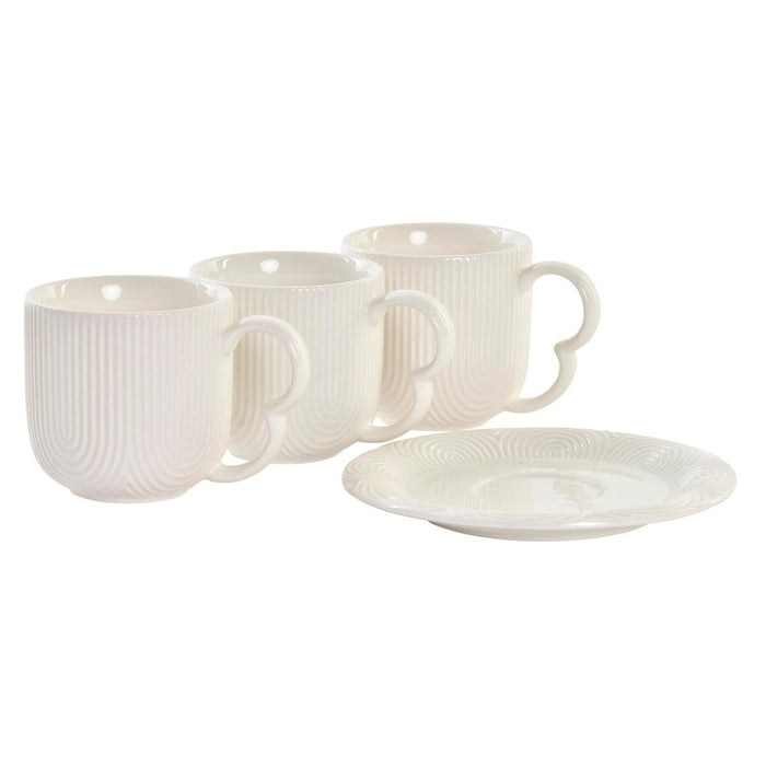 Conjunto de 6 xícaras com prato DKD Home Decor Porcelana branca natural 90 ml