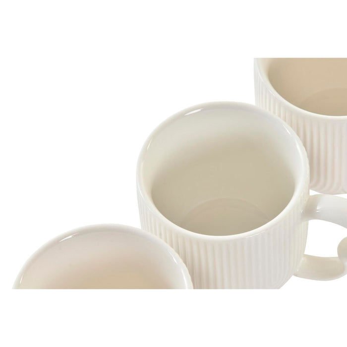 Juego de 6 tazas con plato DKD Home Decor Porcelana blanca natural 90 ml