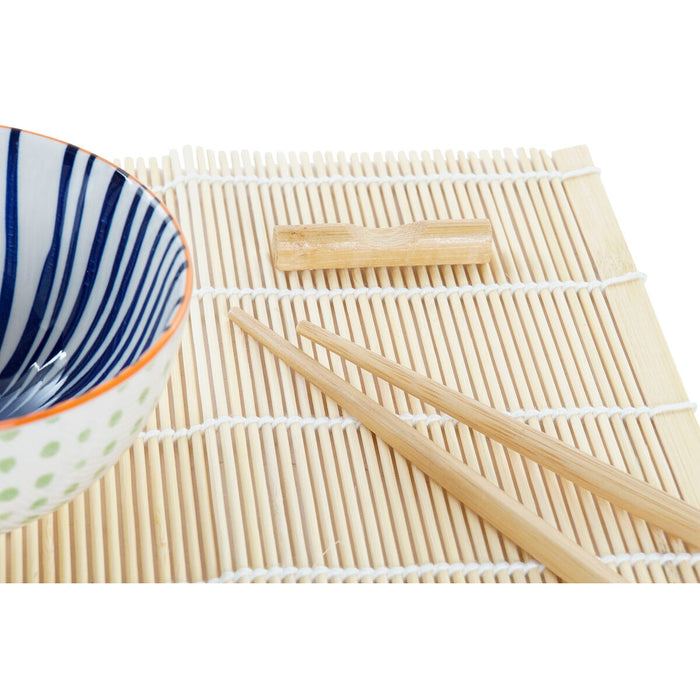 DKD Home Decor Sushi Set 14,5 x 14,5 x 31 cm Azul Blanco Oriental Gres (16 Piezas)
