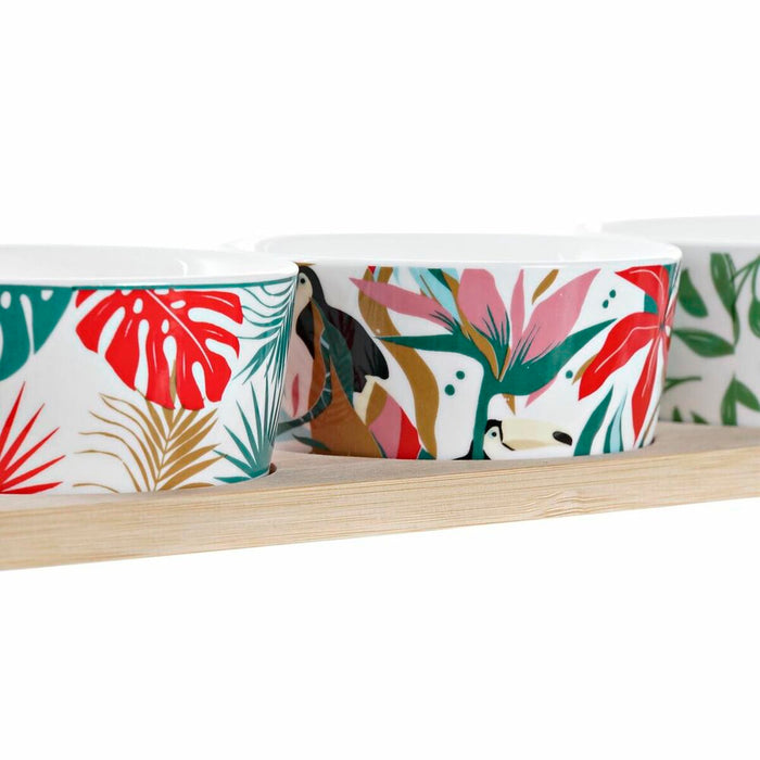Set de Aperitivo DKD Home Decor Multicolor Metal Bambú Tropical Gres 4 Piezas 30 x 40 cm 28,5 x 10 x 4,6 cm