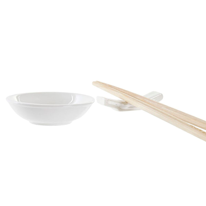 Conjunto de Sushi DKD Home Decor Oriental Natural Bambu Branco Grés 27,3 x 20,3 x 2,5 cm (12 Uds)