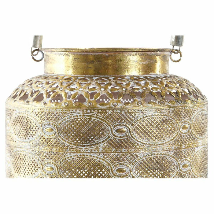 Lanterna DKD Home Decor 26,5 x 26,5 x 22 cm Acabamento Envelhecido Cristal Dourado Metal Árabe