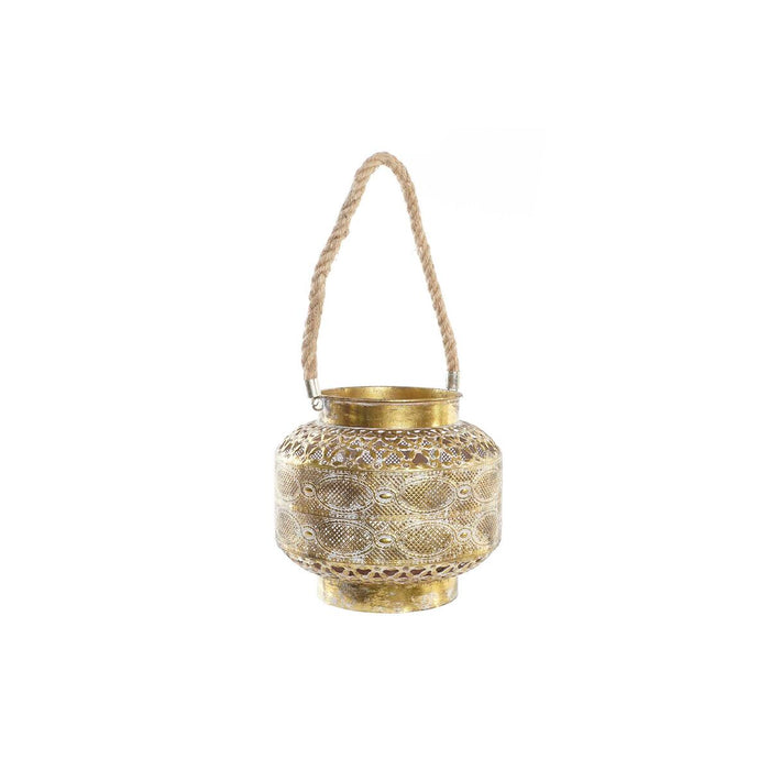 Lanterna DKD Home Decor 26,5 x 26,5 x 22 cm Acabamento Envelhecido Cristal Dourado Metal Árabe